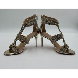 Antonio Melani Shoes Size 9 Gold Bling Leather Holiday Dress Up Rhinestone